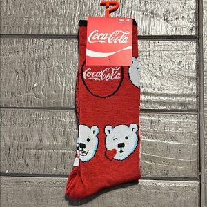 NWT Adult Coca Cola Red Socks with Bear Design